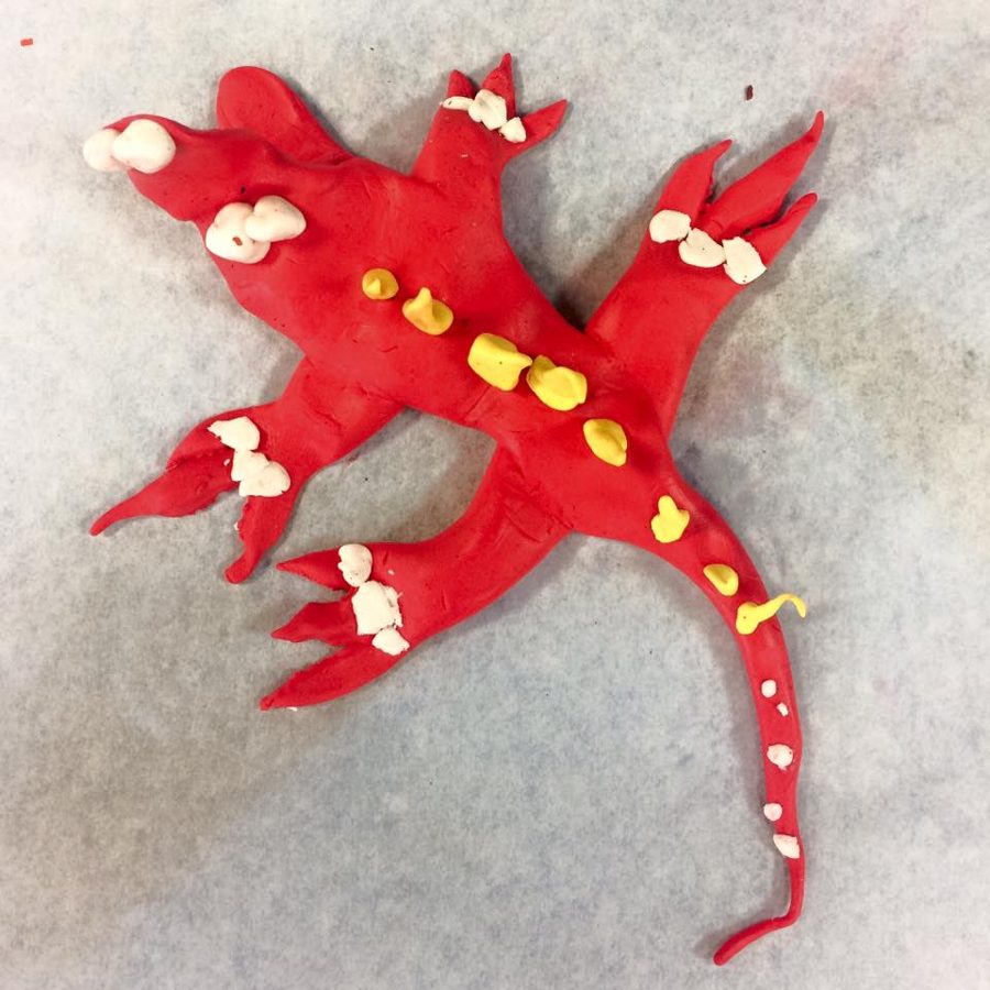 A child's clay alligator