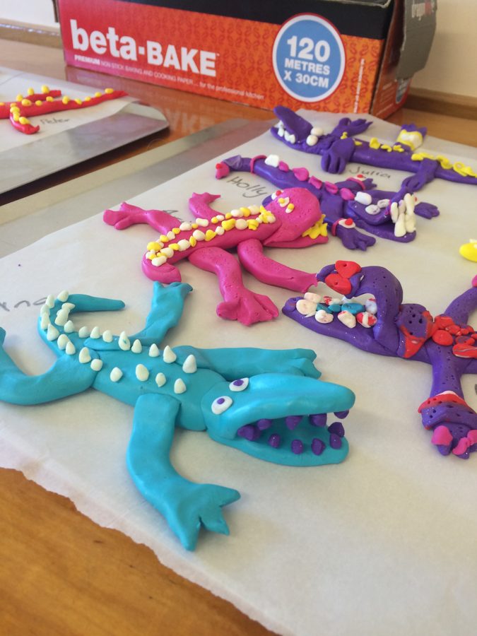 A child's clay alligator