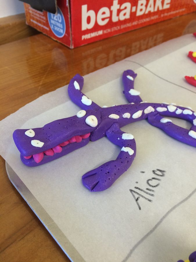 A child's clay alligator
