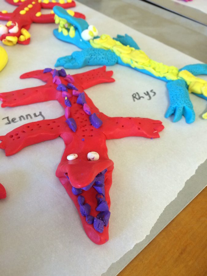 A child's clay alligator