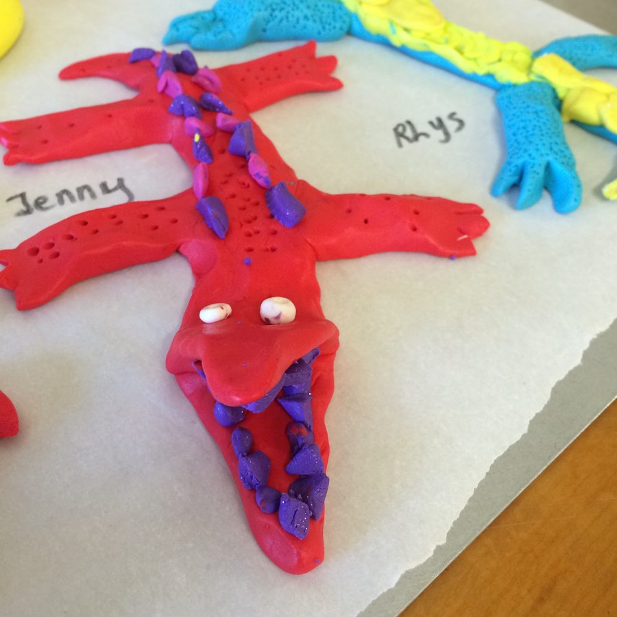 A child's clay alligator