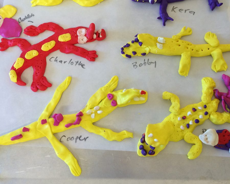 A child's clay alligator