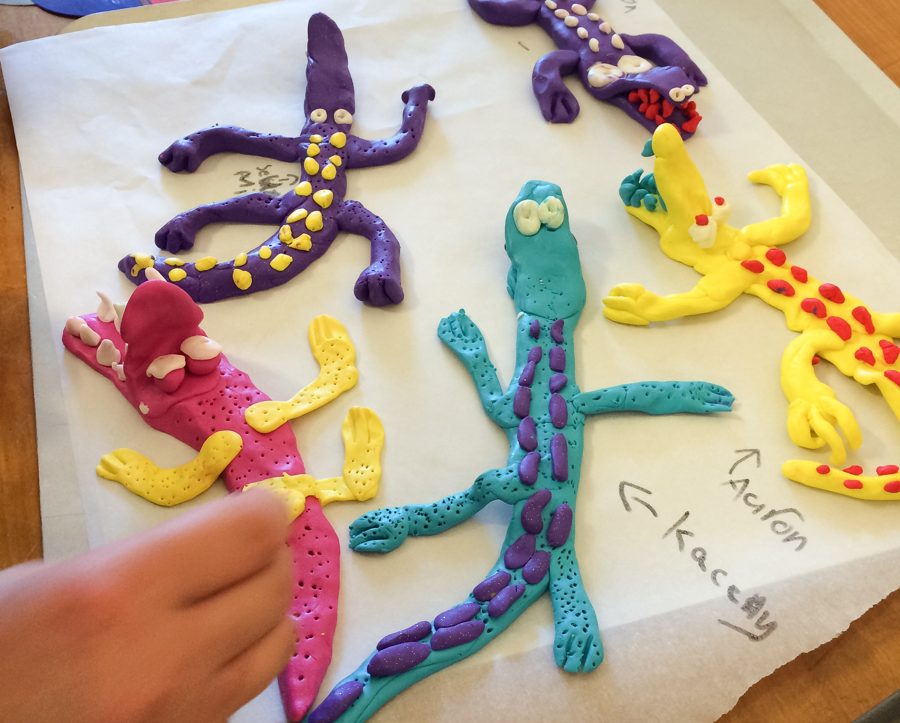 A child's clay alligator