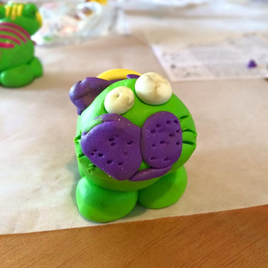 A child's clay cat