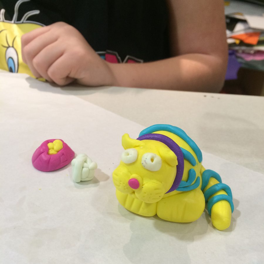 A child's clay cat