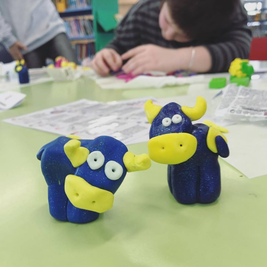 A child's clay cow