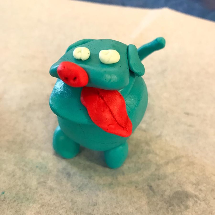 A child's clay dog