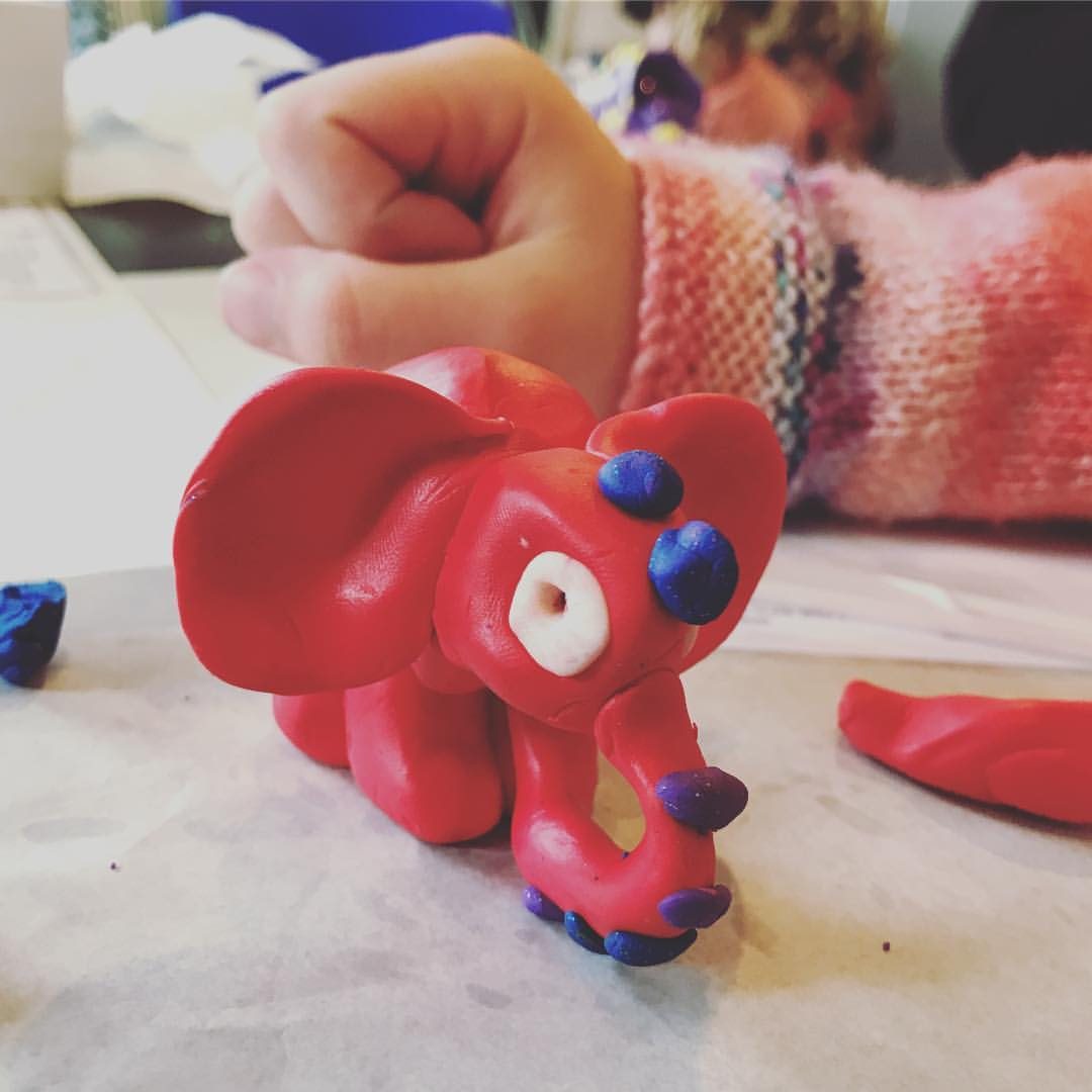 Red clay elephant