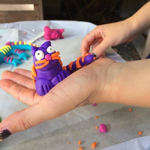 A child's clay in the workshop