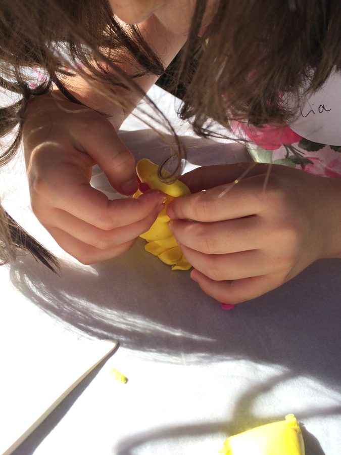 A child's clay in the workshop